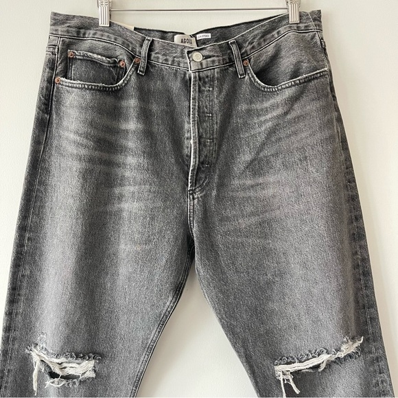 ❌SOLD❌ Agolde 90's Mid Rise Loose Fit High Rise Washed Black Denim Jeans size 34 - Picture 4 of 16